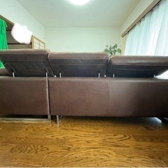 カウチソファ L字ソファ オットマン ヘッドレス手動