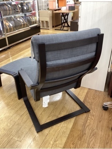 KG-7【新入荷　リサイクル品】IKEA ポエング　ビーチ材　パーソナルチェア　オットマン　グレー