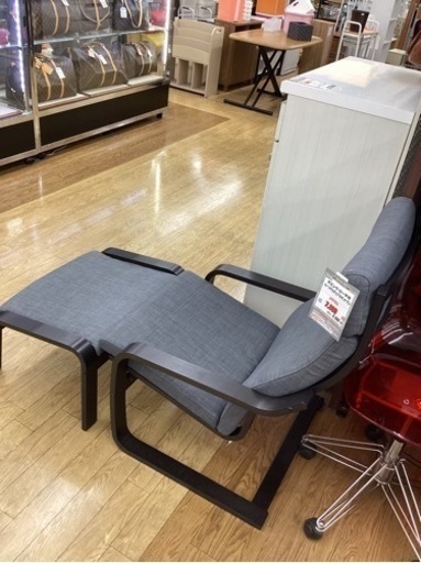 KG-7【新入荷　リサイクル品】IKEA ポエング　ビーチ材　パーソナルチェア　オットマン　グレー