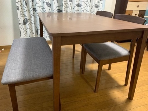 無垢のダイニングテーブルセット4人掛け(ベンチシート)