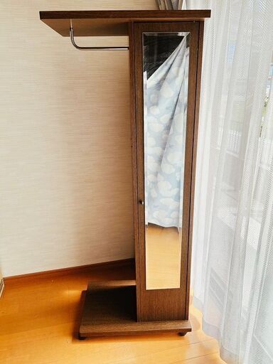 ハンガーラック付き⭐️ミラー付き収納、高さ150、幅60
