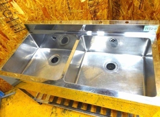 (1032-0) 業務用 ステンレス 2槽シンク W1200D600H800BG90 中古品 二槽 2層 流し台 厨房 飲食店 お引き