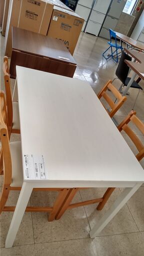 ★ジモティ割あり★ IKEA ダイニングセット 白 H73.5×D70.5×W120 クリーニング済み TJ1288