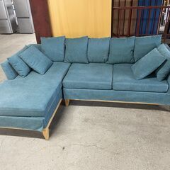 【良品】スイートデコレーション L字ソファー 特大 ブルー系 大特価 早い者勝ち！ 引き取り歓迎 配送OK
