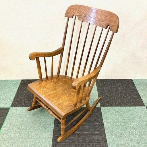 木製　ロッキングチェア　イス　椅子　座面高48cm モダン　レトロ　1人がけ　揺り椅子　肘掛け　アンティーク　古家具