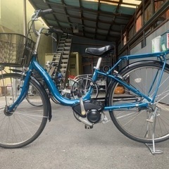 青色ヤマハ電動自転車