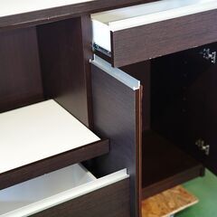 ブラウン　中古　食器棚　レンジ台　キッチン収納　レンジボード　土屋インテイリアの画像