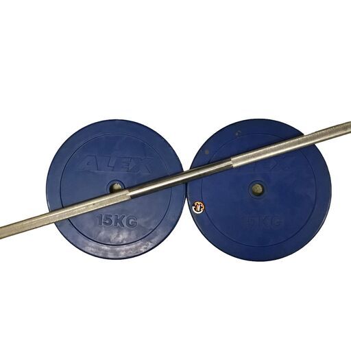 お値下げ!! 23C003ジ バーベルセット 15kgプレート2枚 シャフト付き 筋トレ ウェイトトレーニング