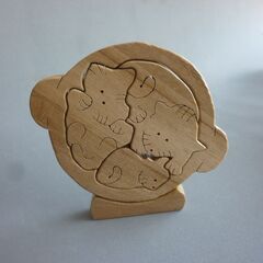 木製パズル　猫鍋
