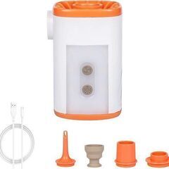 エアーポンプ 電動 空気入れ 超軽量 強力650L/分 【4つのノズル＆ライト付】 エアポンプ 3600mAh大容量バッテリー　ランタン　モバイルバッテリー　キャンプ USB充電式 空気抜き インフレーターマット キャンプ 浮き輪　卸ます　転売OK　　倒産品　まとめ売り　ネット商材　アマゾン引き上げ商品　メルカリ　副業　景品　コンペ　賞品の画像
