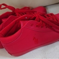POLO スニーカー　24cm レッド　赤　オシャレ　靴の画像