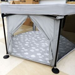 日本育児 洗ってたためるポータブルベビーサークル 内寸幅131cm グレー系クラウド 札幌市清田区の画像