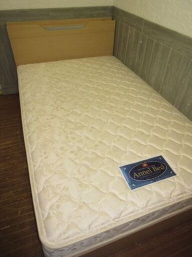 stp-1915　セミダブルベッド　AnnelBed　錦之堂インターナショナル　棚付き　コンセント　照明　ライト付き　ブラウン　ベッド