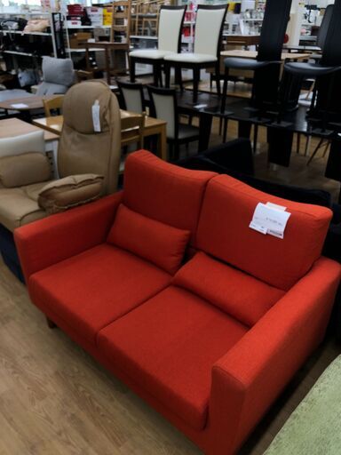 ★ジモティ割あり★  ソファ オレンジ W128×D77×H84 クリーニング済み SJ2684