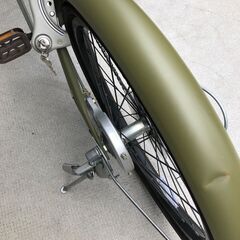 中古☆LUXURIOUS 折り畳み自転車 カーキ 20インチ お洒落 6段変速付き★の画像