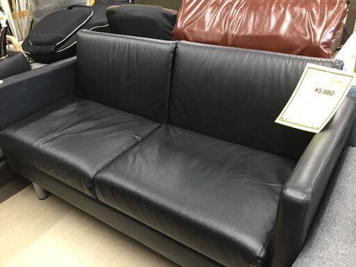 ジモティ来店特価!!　ソファー　２人掛け　ブラック　　J-0716
