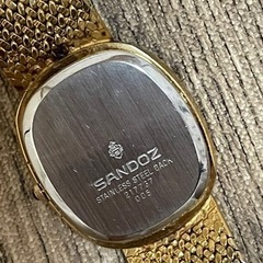 [希少:ヴィンテージ:稼働品]SANDOZ サンドス 5Pダイヤ 腕時計 レクタンギュラー/ゴールド/スイス製/腕時計の画像