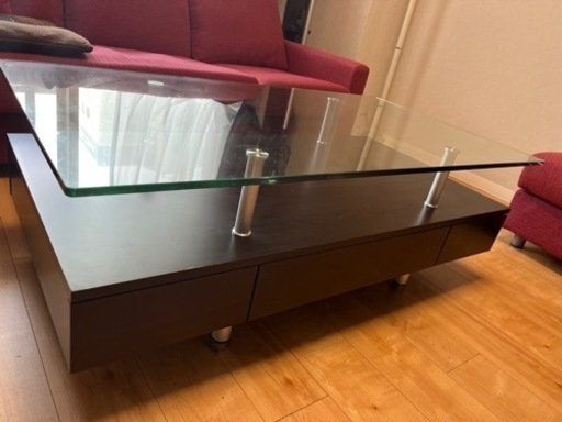 ガラステーブル 幅120㎝ ガラスセンターテーブル リビング ローテーブル 家具