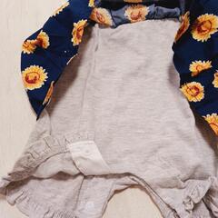 【No.181】　80サイズ　ベビー女の子服　半袖　ロンパース型　ひまわり　の画像