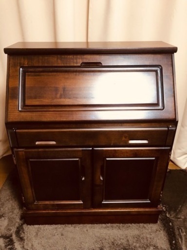 ライティングデスク　木曽木工　木製机　書斎　美品