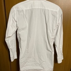 ワイシャツ 白ベース 斜めの格子折り目デザイン かなり薄い青⑤の画像