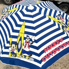 レトロ *  *    Disny× LOGOS♪ コラボ ミッキーマウス 可愛いビーチパラソル 海　バーベQ　 お庭　等の画像