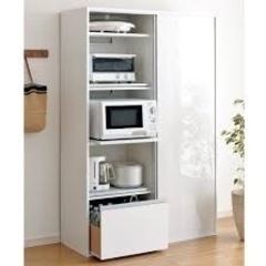 食器棚　全部隠せる スライド棚付きキッチン家電収納庫 ハイタイプの画像
