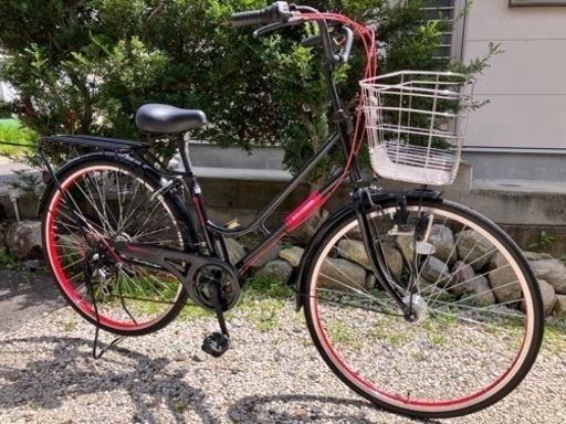 471、オシャレママチャリ27インチ黒赤