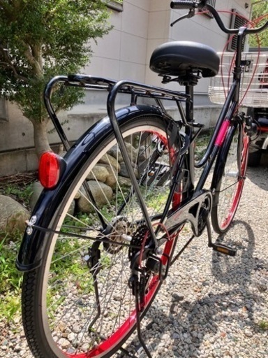 471、オシャレママチャリ27インチ黒赤