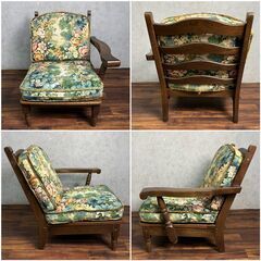 🔷🔶🔷WY4/19 コスガ家具 木製チェア アンティーク 花柄 応接セット アームチェア 3脚セット ソファ　アンティーク レトロ ★直接引き取り歓迎◆🔷🔶🔷の画像