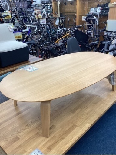 KG-24【新入荷　リサイクル品】無印良品　タモ材　曲げ脚　楕円コタツ　ナチュラル