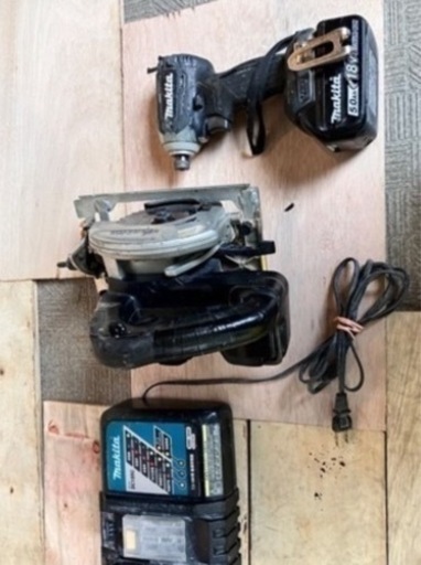 makita 充電式18vインパクトドライバー 、充電式丸ノコ