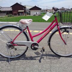 Bruges 27インチ6速 軽快車ママチャリ 青【222】