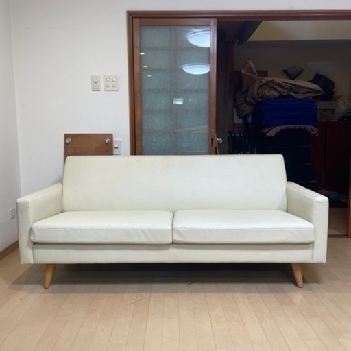 【美品‼️】定価16万♪ 高級 マルイチセーリング 173cm幅3人掛けソファ 2人掛けワイド ソフトレザー製ホワイト♪