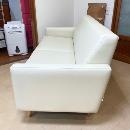 【美品‼️】定価16万♪ 高級 マルイチセーリング 173cm幅3人掛けソファ 2人掛けワイド ソフトレザー製ホワイト♪