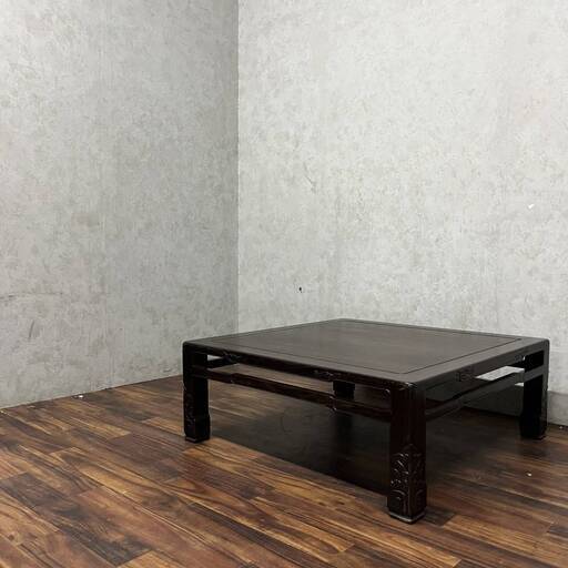 WY4/3 座卓 正方形 W90×D90×H35cm 和室 机 唐木 座敷テーブル 家具 アンティーク 昭和レトロ 和家具 ★直接引き取り歓迎◆