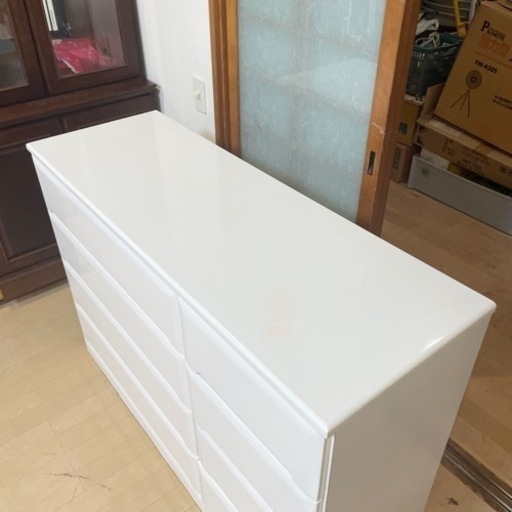 美品‼️】大川家具 120cm幅4段ローチェスト タンス 衣類収納家具 鏡面