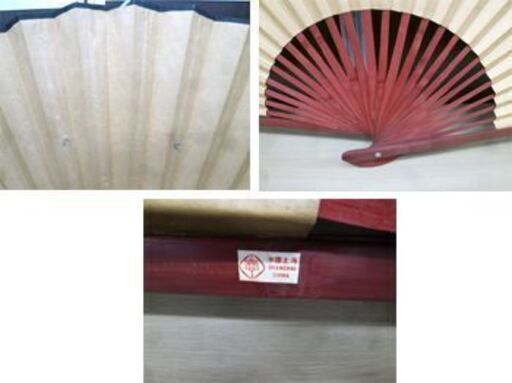 特大扇子 壁掛け飾り 上海 横幅129×高71㎝ 扇 オブジェ 工芸品 中国 苫小牧西店