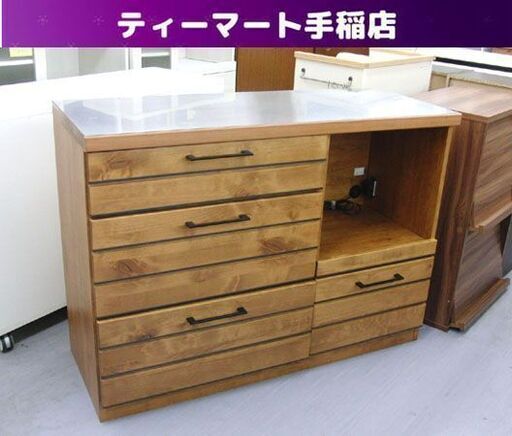 大川家具 東馬 ミドルレンジボード 幅120cm 木製 こげ茶 訳あり レンジ台 キッチンボード 食器棚 リナ/LINA120 市内近郊限定 札幌