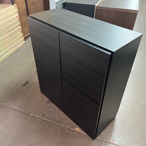 未使用　美品　薄型カウンター下収納　ブラック　幅80　キャビネット　扉　サイドボード　チェスト　棚　黒