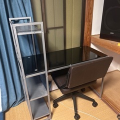 無料！！！レトロ、モダンなデスク、椅子付き！昭和レトロ、アンティ...