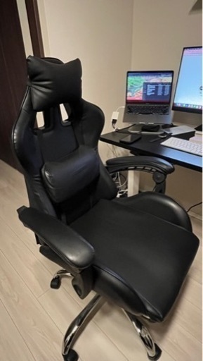 チェア ゲーミング オフィス パソコン 学習 椅子 頑丈 リクライニング ハイバック ヘッドレスト フットレスト レザー