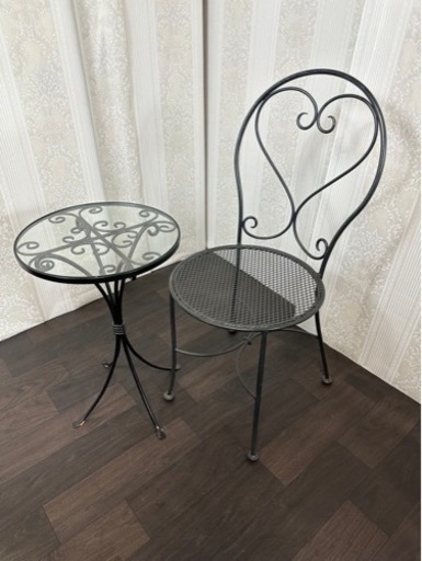 【受渡者様決定】定価15800- ガラストップガーデンテーブルセット