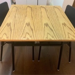 ダイニングテーブル3点セット 75cm 正方形　オーク色