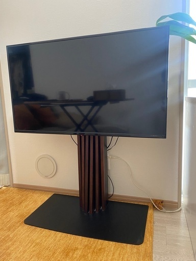 【中古】美。アートな 天然木テレビスタンド HDDホルダー付 ＜震度7試験クリア＞