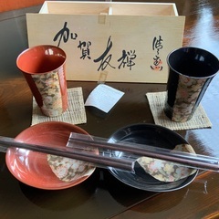 加賀友禅の晩酌セット　木箱入りの画像
