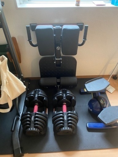 筋トレ器具　ダンベル40キロ　インクラインベンチ　チンニングバー　シシースクワット