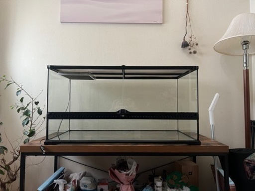 【値下げ】爬虫類ケージ(W91.5xD46.5xH48cm)  & 飼育セット一式 (フトアゴヒゲトカゲ)