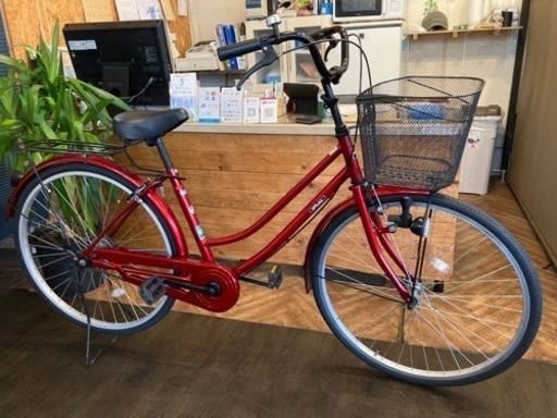 【後輪タイヤ・後輪チューブ新品！】LEDダイナモ　26インチ自転車　レッド