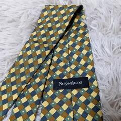 YVES SAINT LAURENT ネクタイ チェック 黃 イヴ サンローランの画像